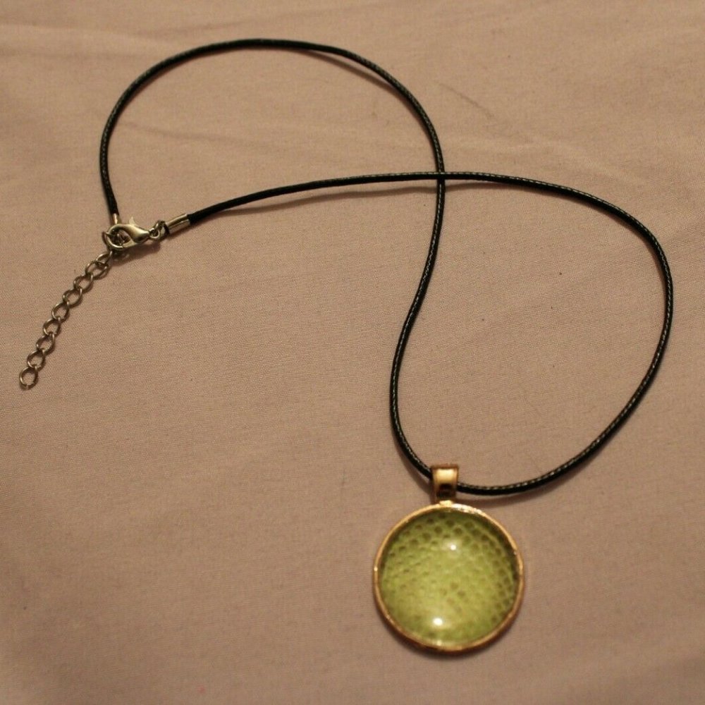 Snakeshed Necklace Green Snakeskin Pendant Ball Python Shed Handmade
